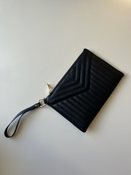 a new day Handbags - A New Day Black Quilted Wristlet Clutch with Gold Hardware
